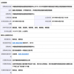 中國地質(zhì)調(diào)查局成都地質(zhì)調(diào)查中心2018-2020年度野外艱險(xiǎn)地區(qū)車輛定點(diǎn)租賃服務(wù)采購項(xiàng)目中標(biāo)公告